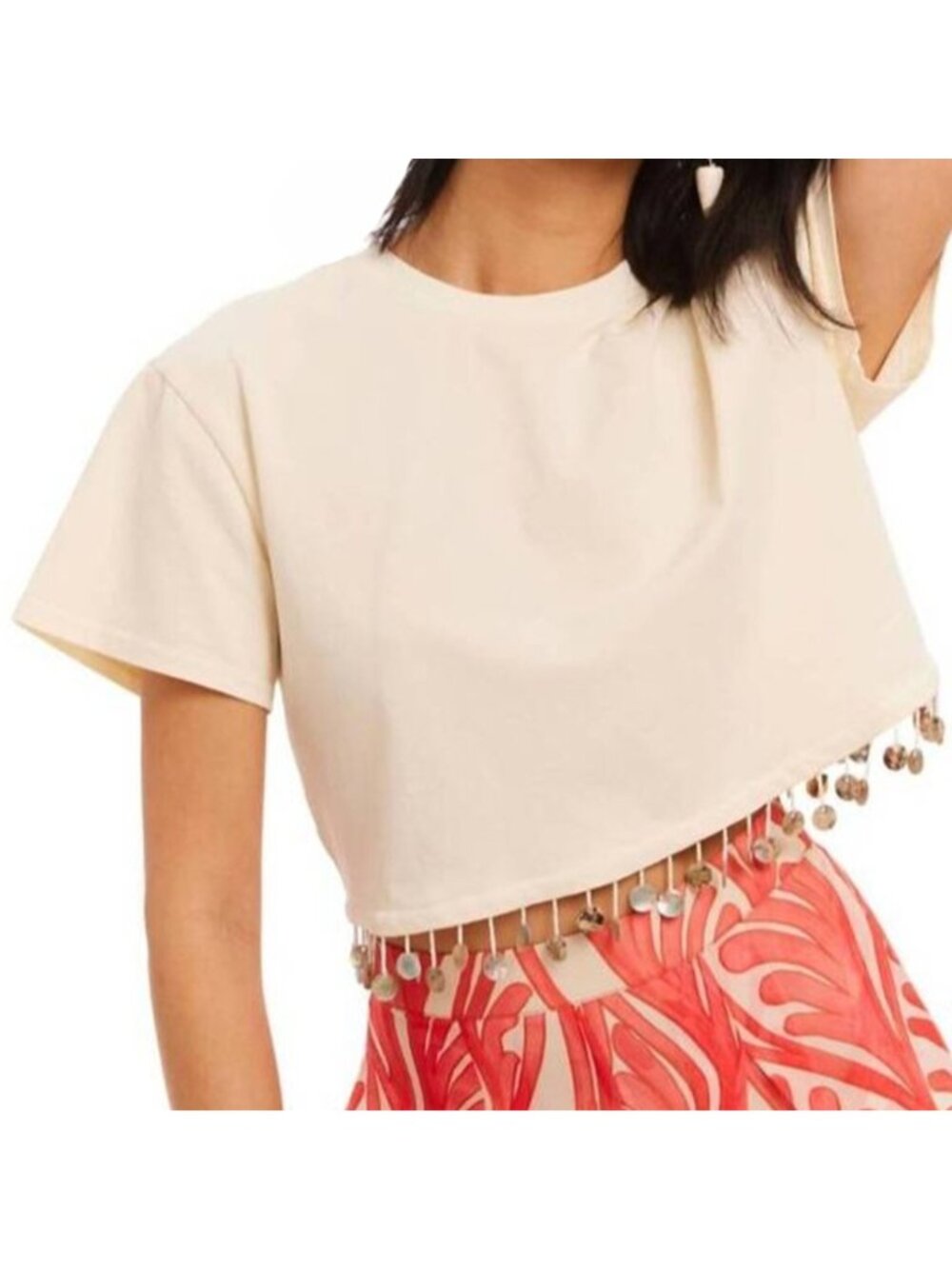 Allison New York Sea Shell Tee in Ivory Size Small New